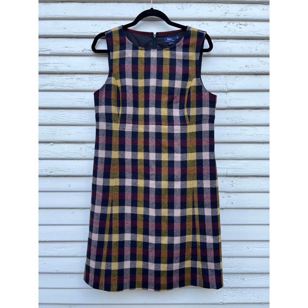 Boden Rosie British Tweed Plaid Wool Dress Size 12